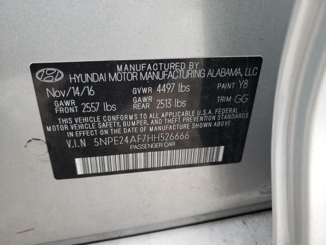 Photo 10 from auction – 2017 HYUNDAI SONATA SE with VIN 5NPE24AF7HH526666