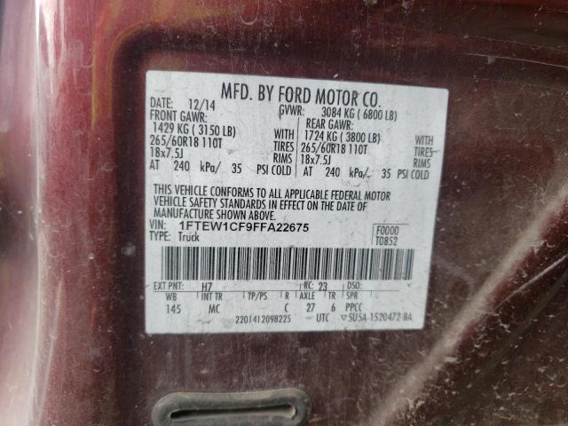 Photo 10 from auction – 2015 FORD F150 SUPER with VIN 1FTEW1CF9FFA22675