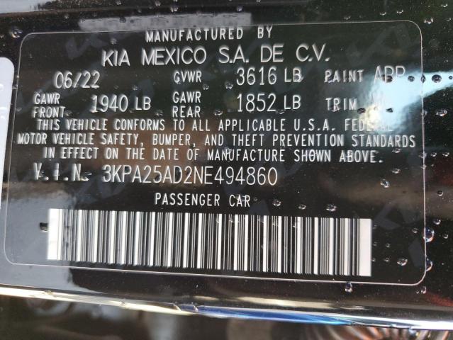Photo 10 from auction – 2022 KIA RIO S with VIN 3KPA25AD2NE494860