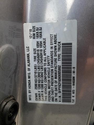 Photo 10 from auction – 2019 HONDA RIDGELINE with VIN 5FPYK2F60KB005862