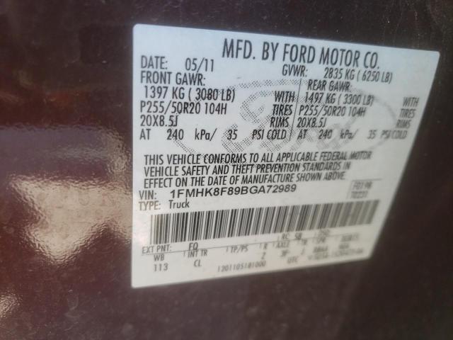 Photo 10 from auction – 2011 FORD EXPLORER L with VIN 1FMHK8F89BGA72989