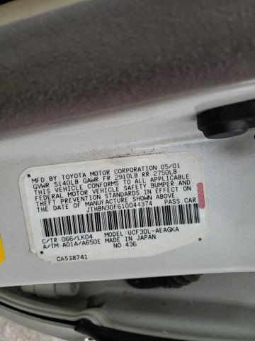 Photo 10 from auction – 2001 LEXUS LS 430 with VIN JTHBN30F610044374