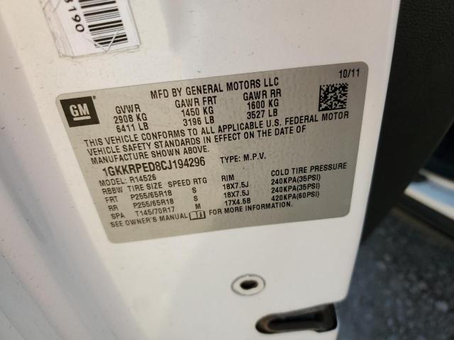 Photo 10 from auction – 2012 GMC ACADIA SLE with VIN 1GKKRPED8CJ194296