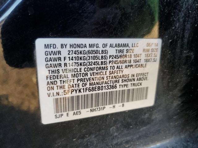 Photo 10 from auction – 2014 HONDA RIDGELINE with VIN 5FPYK1F68EB013366