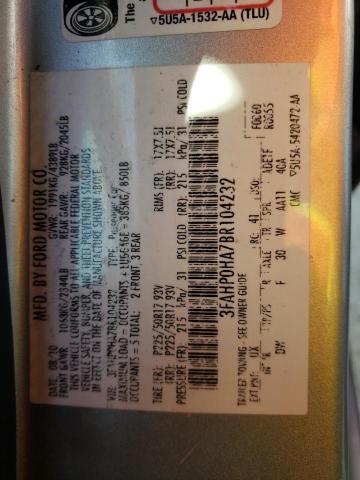 Photo 10 from auction – 2011 FORD FUSION SE with VIN 3FAHP0HA7BR104232
