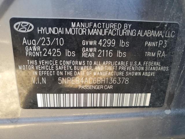 Photo 10 from auction – 2011 HYUNDAI SONATA GLS with VIN 5NPEB4AC6BH136378