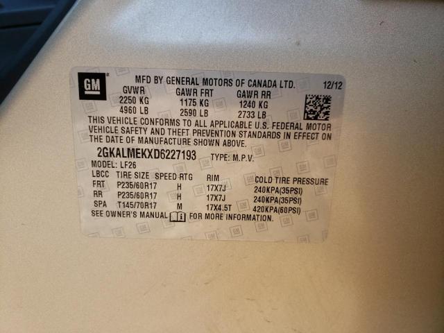 Photo 10 from auction – 2013 GMC TERRAIN SL with VIN 2GKALMEKXD6227193