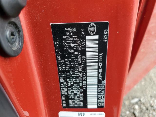 Photo 10 from auction – 2011 TOYOTA CAMRY BASE with VIN 4T1BF3EK7BU189420