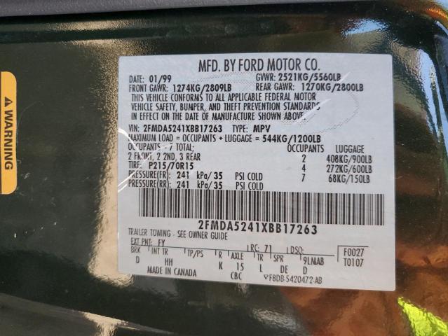 Photo 10 from auction – 1999 FORD WINDSTAR S with VIN 2FMDA5241XBB17263