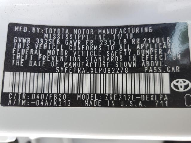 Photo 10 from auction – 2020 TOYOTA COROLLA LE with VIN 5YFEPRAEXLP082278