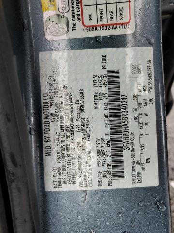 Photo 10 from auction – 2011 FORD FUSION SE with VIN 3FAHP0HA5BR340247