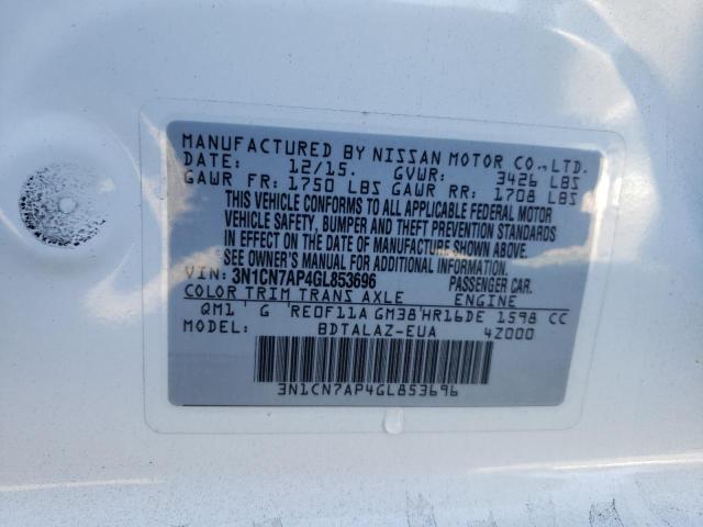 Photo 10 from auction – 2016 NISSAN VERSA S with VIN 3N1CN7AP4GL853696