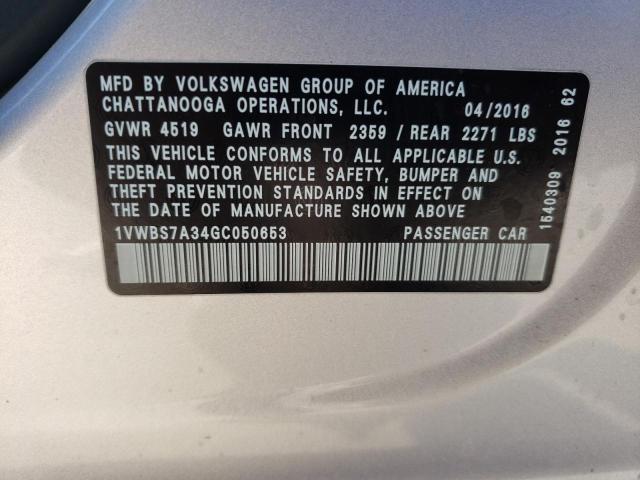 Photo 10 from auction – 2016 VOLKSWAGEN PASSAT SE with VIN 1VWBS7A34GC050653