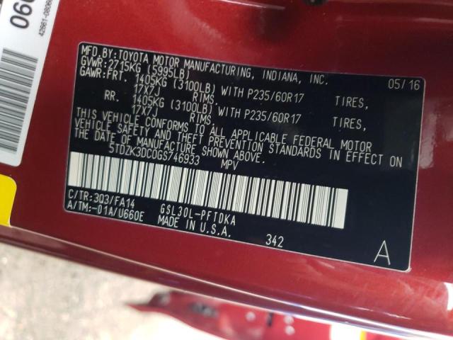 Photo 10 from auction – 2016 TOYOTA SIENNA with VIN 5TDZK3DC0GS746933