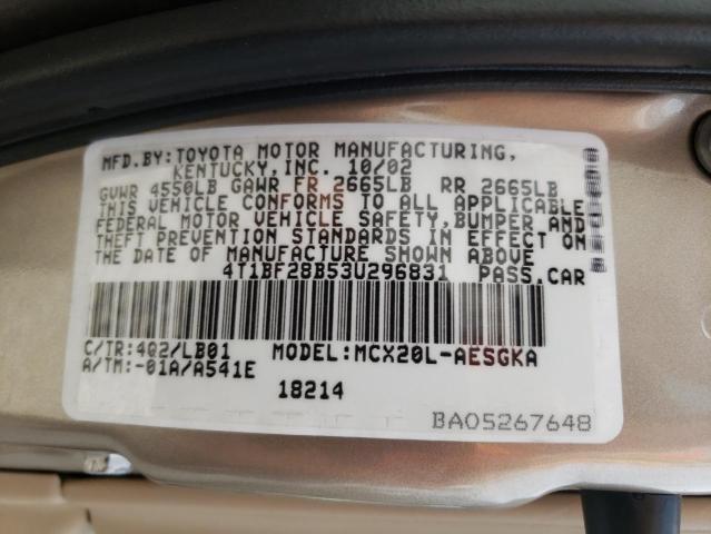 Photo 10 from auction – 2003 TOYOTA AVALON XL with VIN 4T1BF28B53U296831