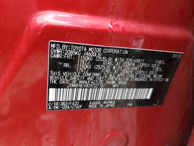 Photo 10 from auction – 2013 TOYOTA RAV4 XLE with VIN JTMRFREV8D5022769