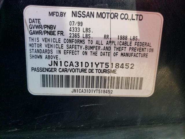 Photo 10 from auction – 2000 NISSAN MAXIMA GLE with VIN JN1CA31D1YT518452