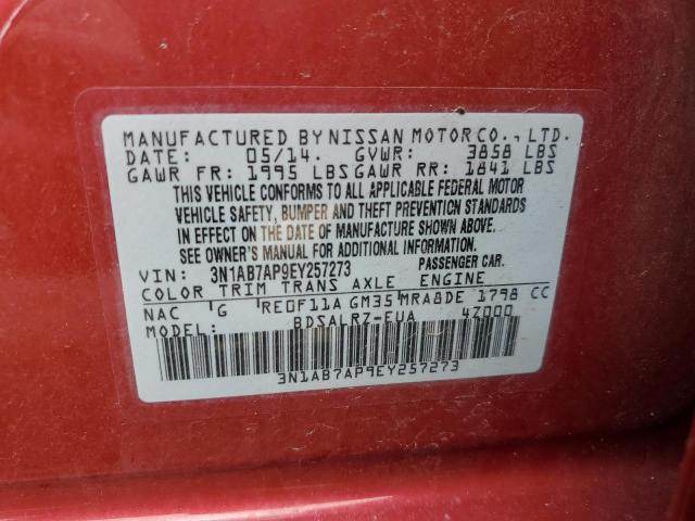 Photo 10 from auction – 2014 NISSAN SENTRA with VIN 3N1AB7AP9EY257273