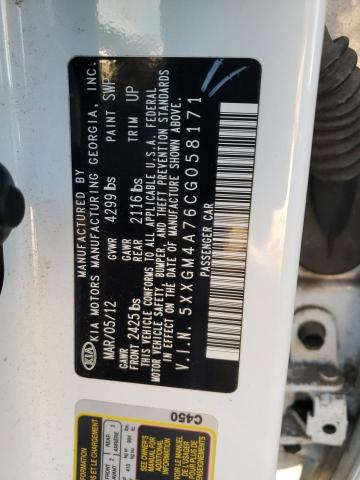 Photo 10 from auction – 2012 KIA OPTIMA LX with VIN 5XXGM4A76CG058171