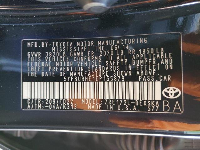 Photo 10 from auction – 2014 TOYOTA COROLLA L with VIN 5YFBURHE1EP155879