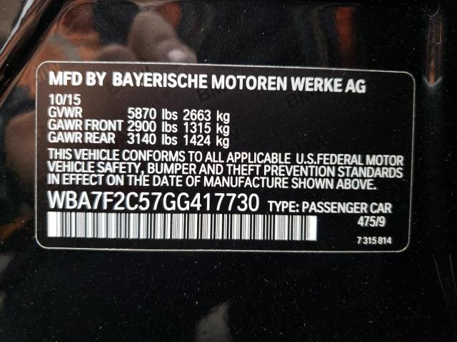 Photo 10 from auction – 2016 BMW 750I XDRIV with VIN WBA7F2C57GG417730