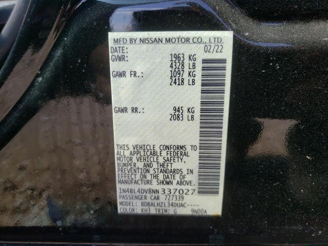 Photo 10 from auction – 2022 NISSAN ALTIMA SV with VIN 1N4BL4DV8NN337027