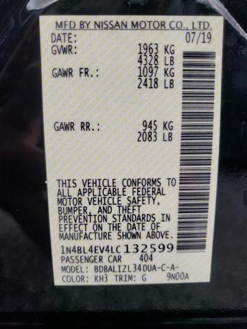 Photo 10 from auction – 2020 NISSAN ALTIMA SL with VIN 1N4BL4EV4LC132599