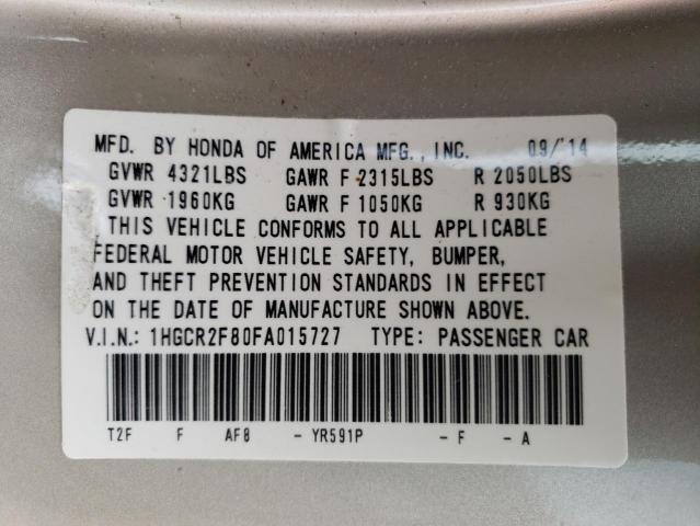 Photo 10 from auction – 2015 HONDA ACCORD EXL with VIN 1HGCR2F80FA015727