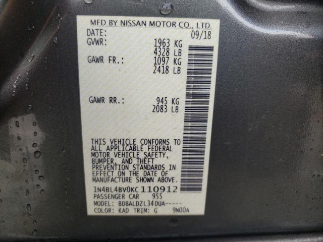 Photo 10 from auction – 2019 NISSAN ALTIMA S with VIN 1N4BL4BV0KC110912