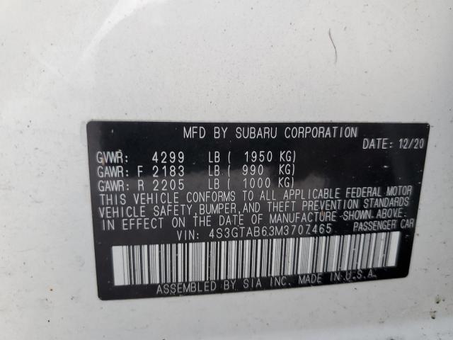 Photo 10 from auction – 2021 SUBARU IMPREZA with VIN 4S3GTAB63M3707465