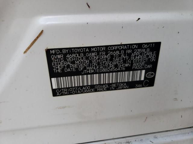 Photo 10 from auction – 2011 LEXUS ES 350 with VIN JTHBK1EG8B2456476