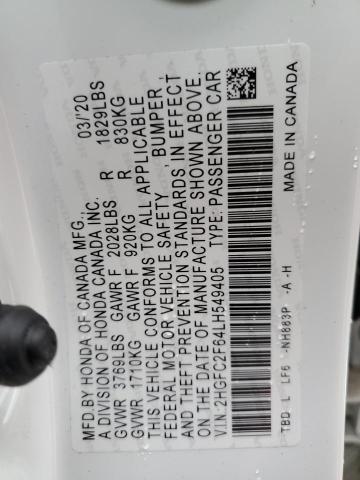 Photo 10 from auction – 2020 HONDA CIVIC LX with VIN 2HGFC2F64LH549405