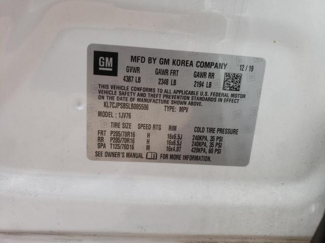 Photo 10 from auction – 2020 CHEVROLET TRAX 1LT with VIN KL7CJPSB5LB085506