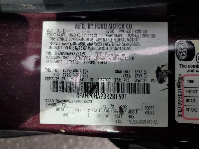 Photo 10 from auction – 2011 FORD FUSION SE with VIN 3FAHP0HA9BR281591