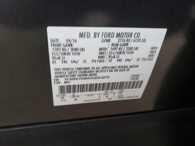 Photo 10 from auction – 2016 FORD EXPLORER X with VIN 1FM5K7D80GGD03270