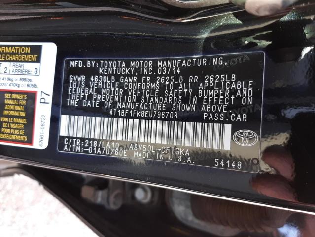 Photo 10 from auction – 2014 TOYOTA CAMRY L with VIN 4T1BF1FK8EU796708