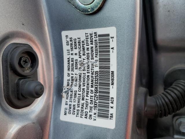 Photo 10 from auction – 2019 HONDA CIVIC LX with VIN 19XFC2F66KE032535