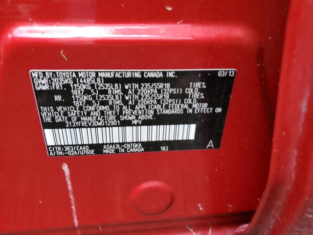 Photo 10 from auction – 2013 TOYOTA RAV4 LIMIT with VIN 2T3YFREV3DW012901