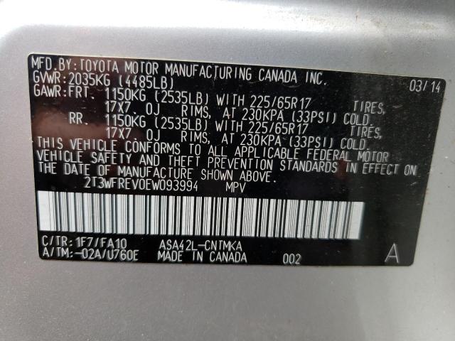 Photo 10 from auction – 2014 TOYOTA RAV4 XLE with VIN 2T3WFREV0EW093994