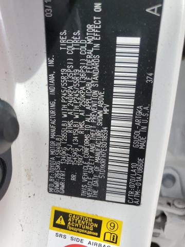 Photo 10 from auction – 2014 TOYOTA HIGHLANDER with VIN 5TDYKRFH7ES018594