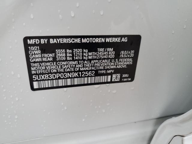 Photo 10 from auction – 2022 BMW X3 XDRIVEM with VIN 5UX83DP03N9K12562