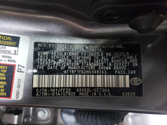 Photo 10 from auction – 2017 TOYOTA CAMRY LE with VIN 4T1BF1FK2HU348243