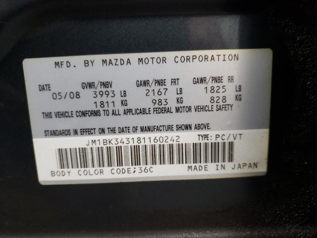 Photo 10 from auction – 2008 MAZDA 3 HATCHBAC with VIN JM1BK343181160242