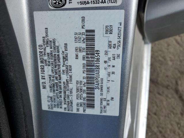 Photo 10 from auction – 2011 FORD FUSION SEL with VIN 3FAHP0JAXBR106549