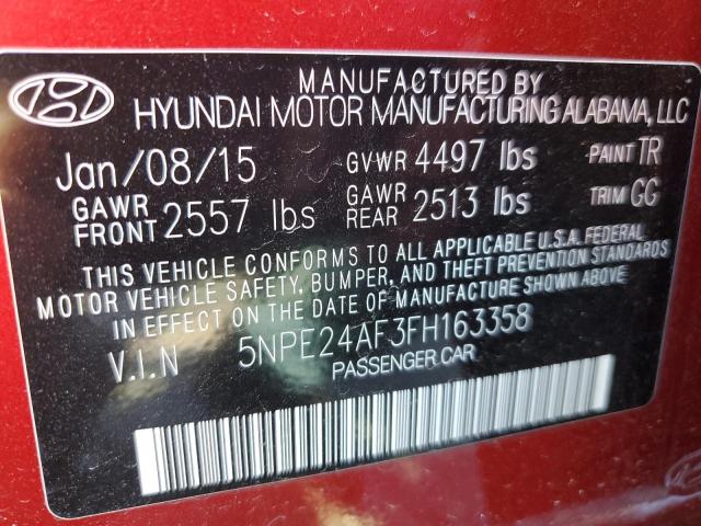 Photo 10 from auction – 2015 HYUNDAI SONATA SE with VIN 5NPE24AF3FH163358