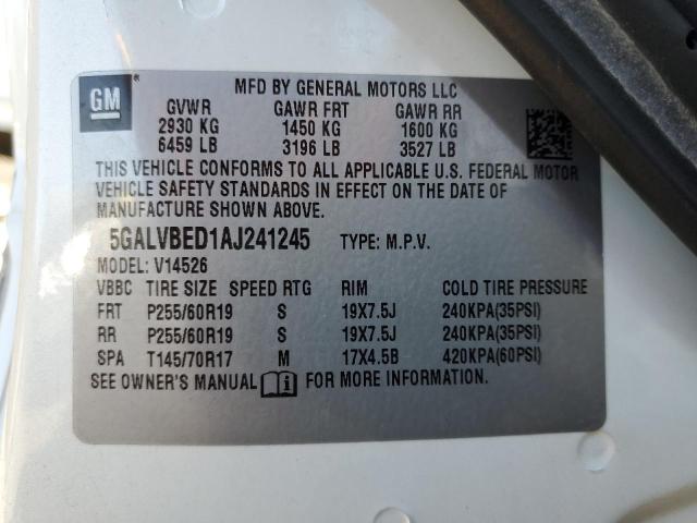 Photo 10 from auction – 2010 BUICK ENCLAVE CX with VIN 5GALVBED1AJ241245