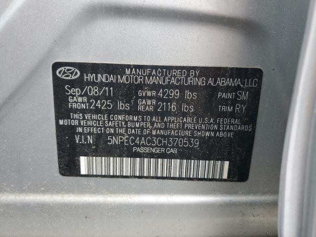 Photo 10 from auction – 2012 HYUNDAI SONATA SE with VIN 5NPEC4AC3CH370539