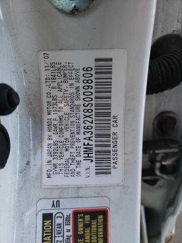 Photo 10 from auction – 2008 HONDA CIVIC with VIN JHMFA362X8S009806