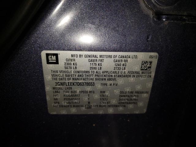 Photo 10 from auction – 2013 CHEVROLET EQUINOX LT with VIN 2GNFLEEK7D6378653