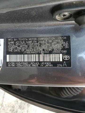 Photo 10 from auction – 2007 TOYOTA CAMRY CE with VIN JTNBE46K073058382